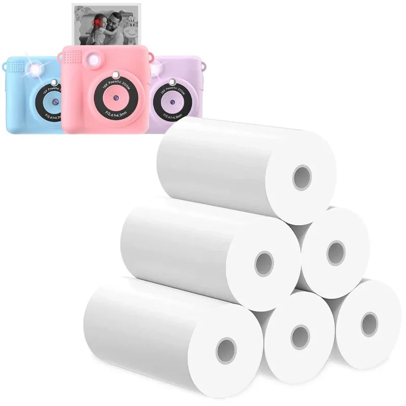 10Rolls 57x25mm White Thermal Paper for Children's Camera Instant Print Kids Camera Printing Paper Replacement Accessories