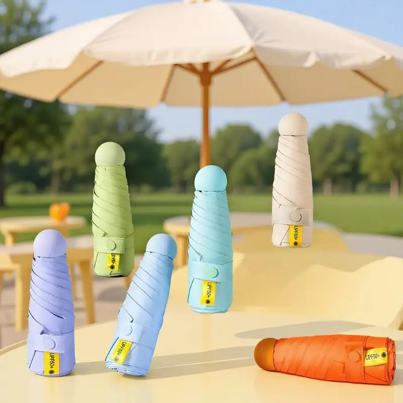 Compact Travel Mini Umbrella Uv Protection Umbrella 5 Fold Ultra Lightweight Sunshade Umbrellas Protable Manual