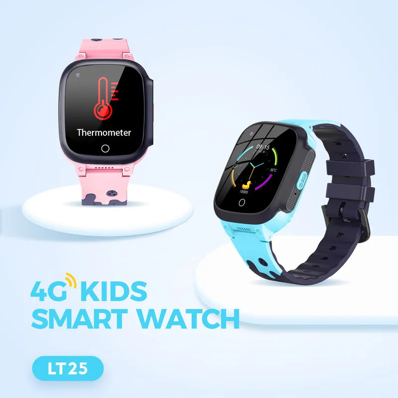 LT25 Kids Smartwatch with Body Temp Sensor, 4G LTE GPS Tracker, Touchscreen Waterproof Phone Watch, SIM Card Enabled