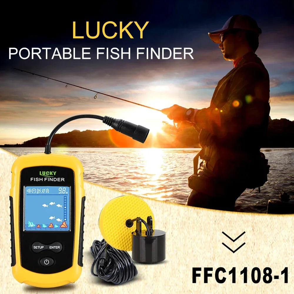 Lucky LCD Color Screen Portable Wired Fish Finder 100M Depth Range Sonar Echo Sounders Fishfinder Fishing Finder