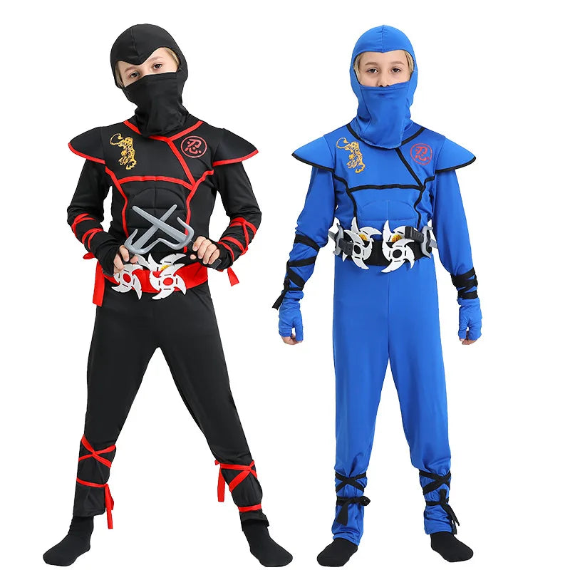 Muscle Ninja Costume for Boys Halloween Deluxe Warrior Role Play Set with Mask Street Style Ninja Outfit for Kids Party