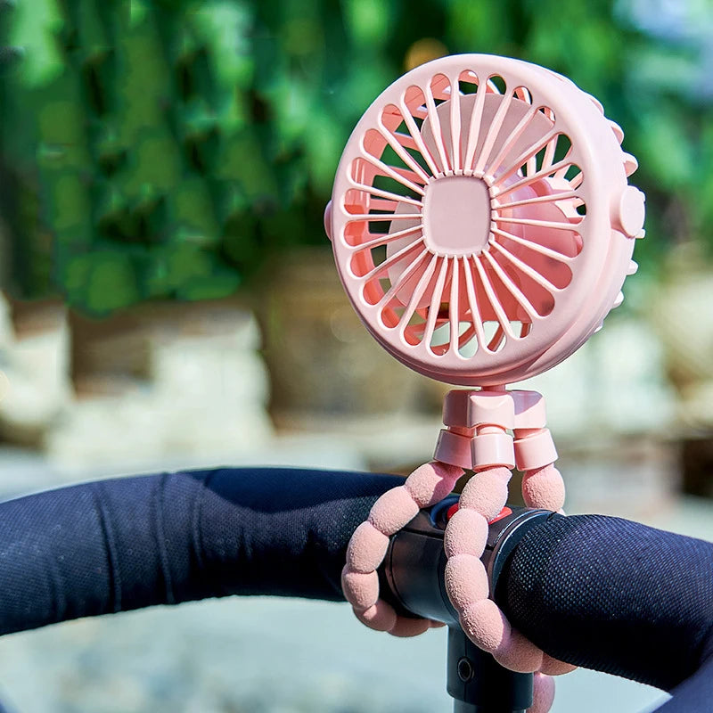 Octopus Baby Stroller Fan USB Charging Fan Mobile Phone Holder 3 Speeds Portable Mini Fan  Silent Clip on Fan for Home Outdoor