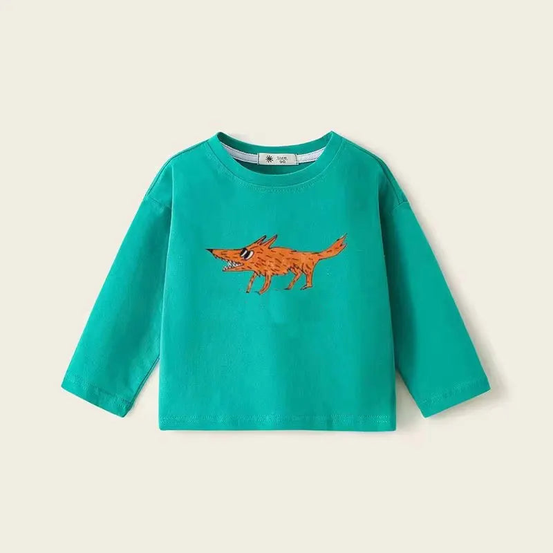 Children T-shirts 2024 Autumn Spring Boys Tees Candy Color Tops for Girls Cartoon Toddler Pullovers Cotton Baby Blouse Clothing