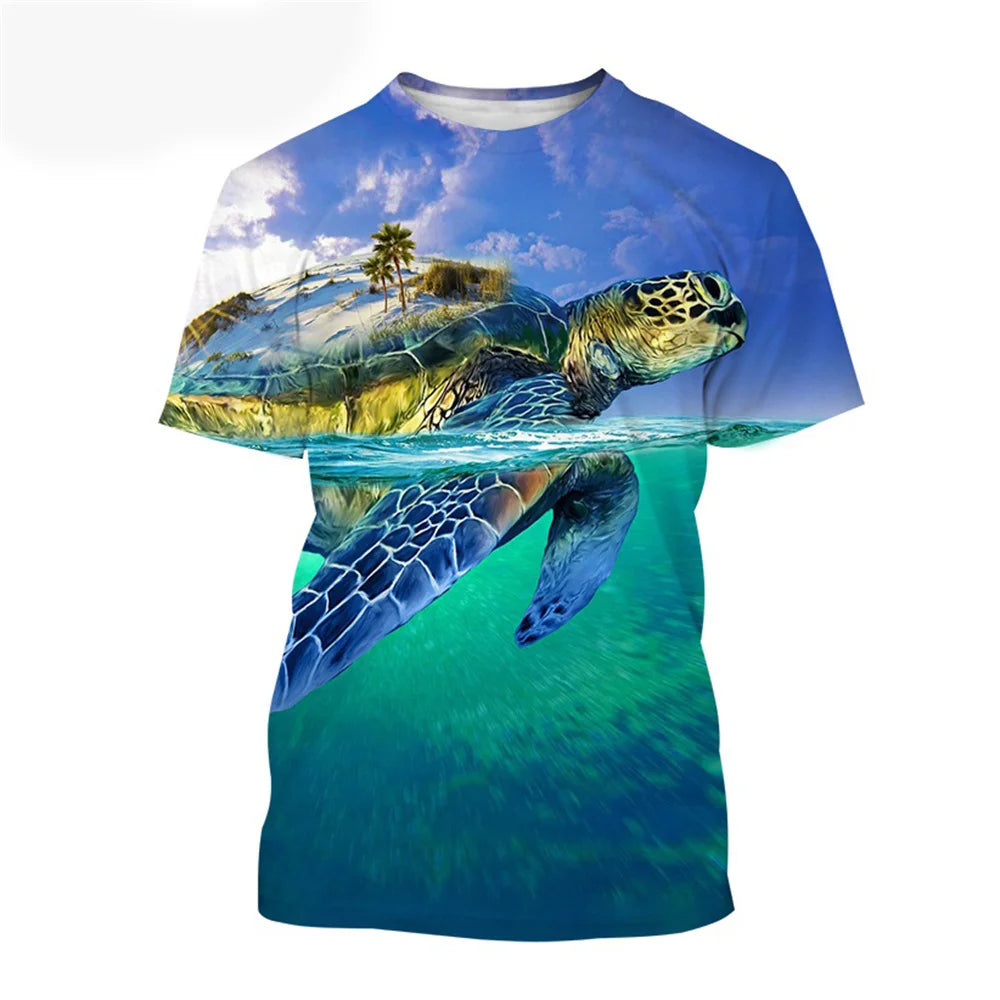 Sea Turtle Pattern T-Shirt for a Boy Girls Clothes Boy T-Shirts Fashion Short Sleeve Boys Clothes Round Neck Children's T-Shirt