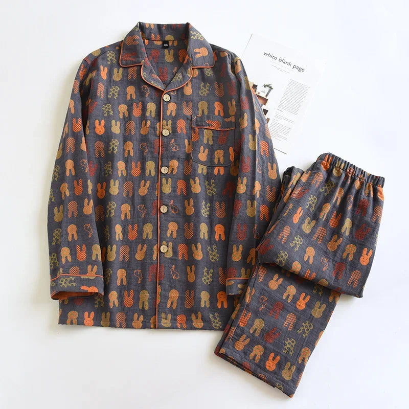 2026 Spring and Autumn New Couple Pajama Set 100% Cotton Long Sleeve Pants for Men and Women Two Piece Cute Home Furnishings