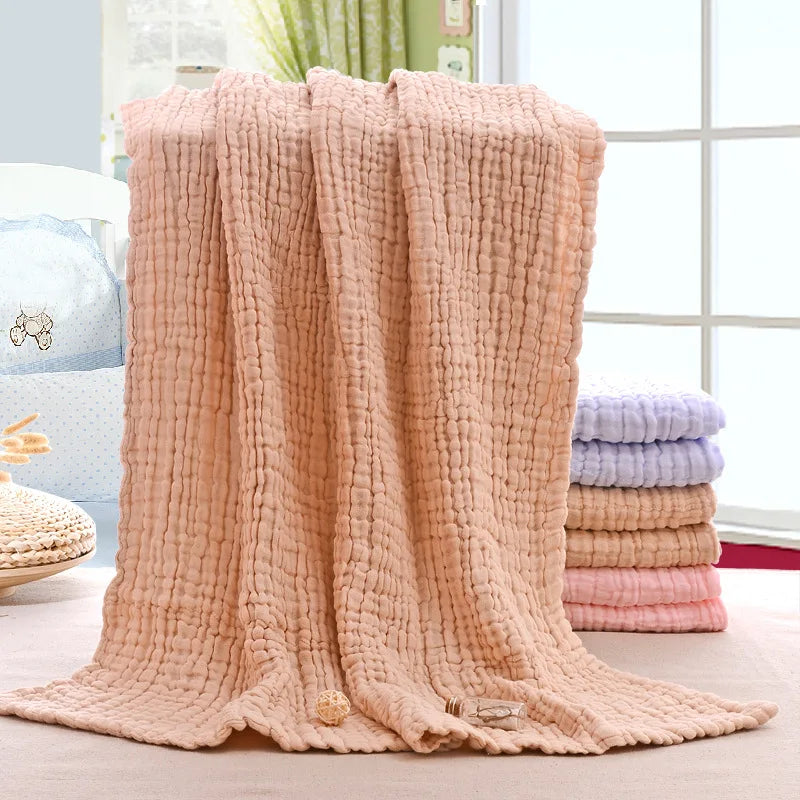 6 Layers Muslin Swaddle Baby Blankets Newborn Cotton Baby Blanket Bath Quilt Solid Newborn Swaddle Baby Boy Girl Blanket