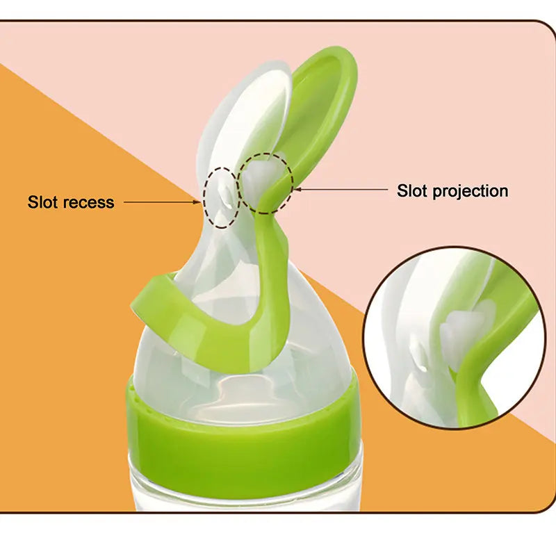Squeezing Feeding Bottle Silicone Newborn Baby Training Rice Cereal Food Spoon Supplement Feeder Safe Useful Tableware For Kids