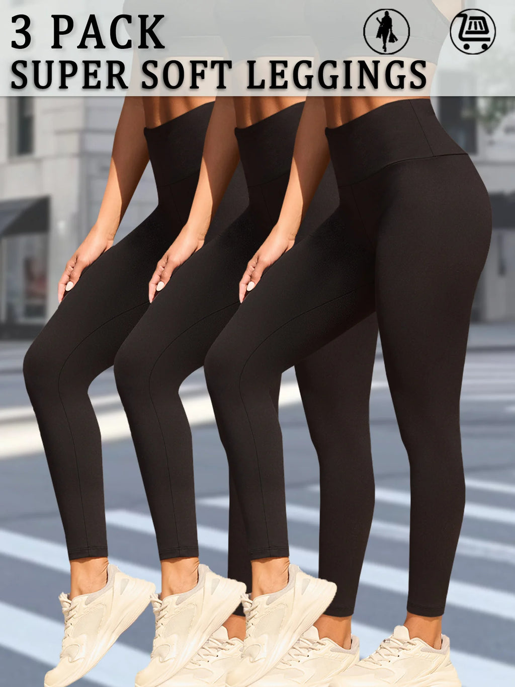 3 Pack Women's Super Soft Leggings High Waisted Tummy Control Workout Yoga Running Athletic Push Up Gym  Leggings