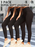 3 Pack Women's Super Soft Leggings High Waisted Tummy Control Workout Yoga Running Athletic Push Up Gym  Leggings