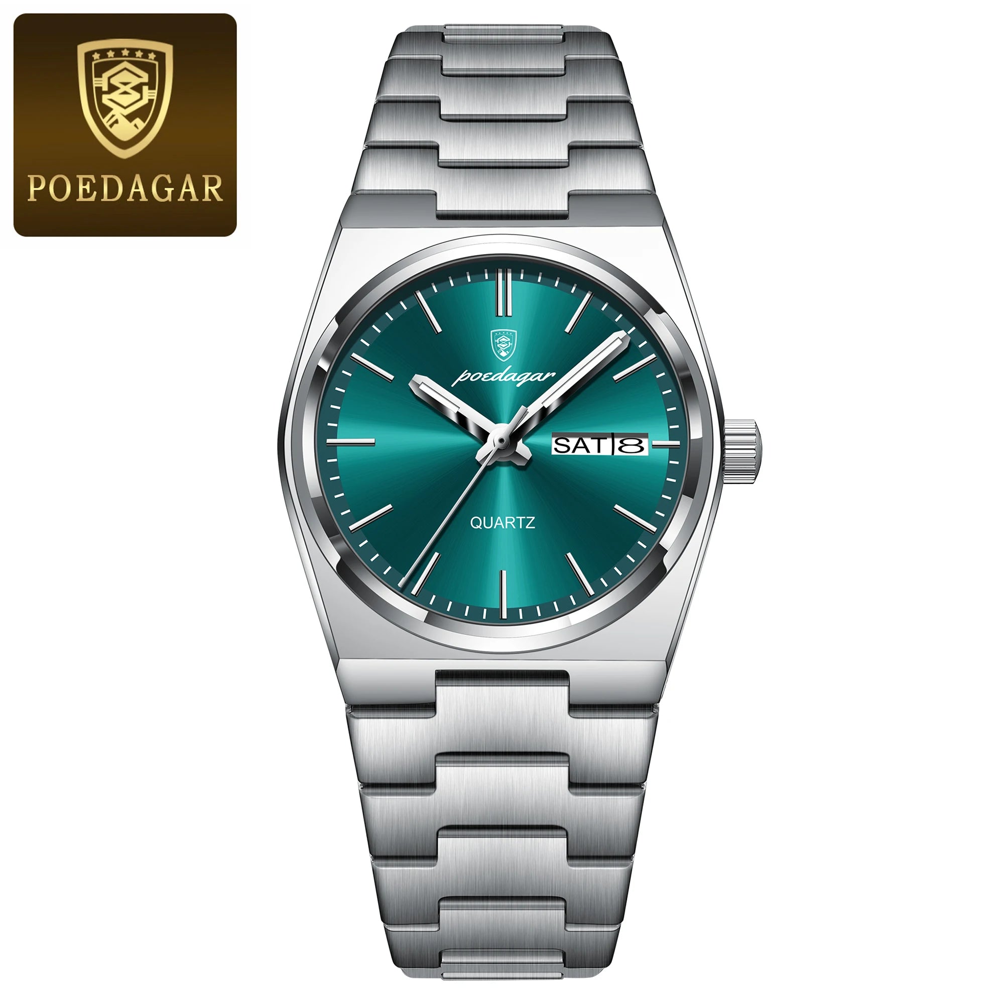 POEDAGAR Top Exquisite Woman Wristwatch Waterproof Luminous Quartz Casual Ladies Watch Date Week Stainless Steel Women's Watches