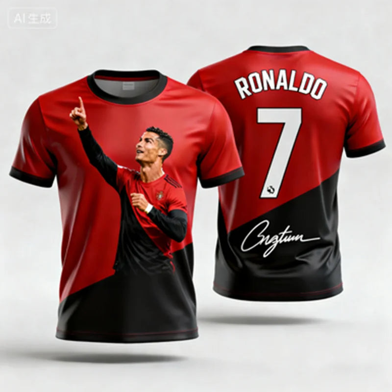 2026 Ronaldo 7 Football Jersey Chatgpt Ai Style Adults and Kids Fan Edition Summer Soccer Training Tops Comfortable Sportswear