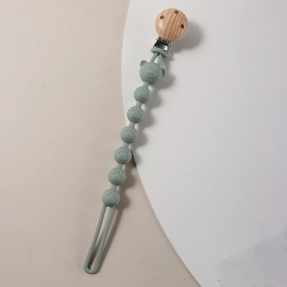Silicone Pacifier Clip Baby Cartoon Bear Paw Cute Pacifier Chain for Newborn Teething Soother Dummy Clips Beaded