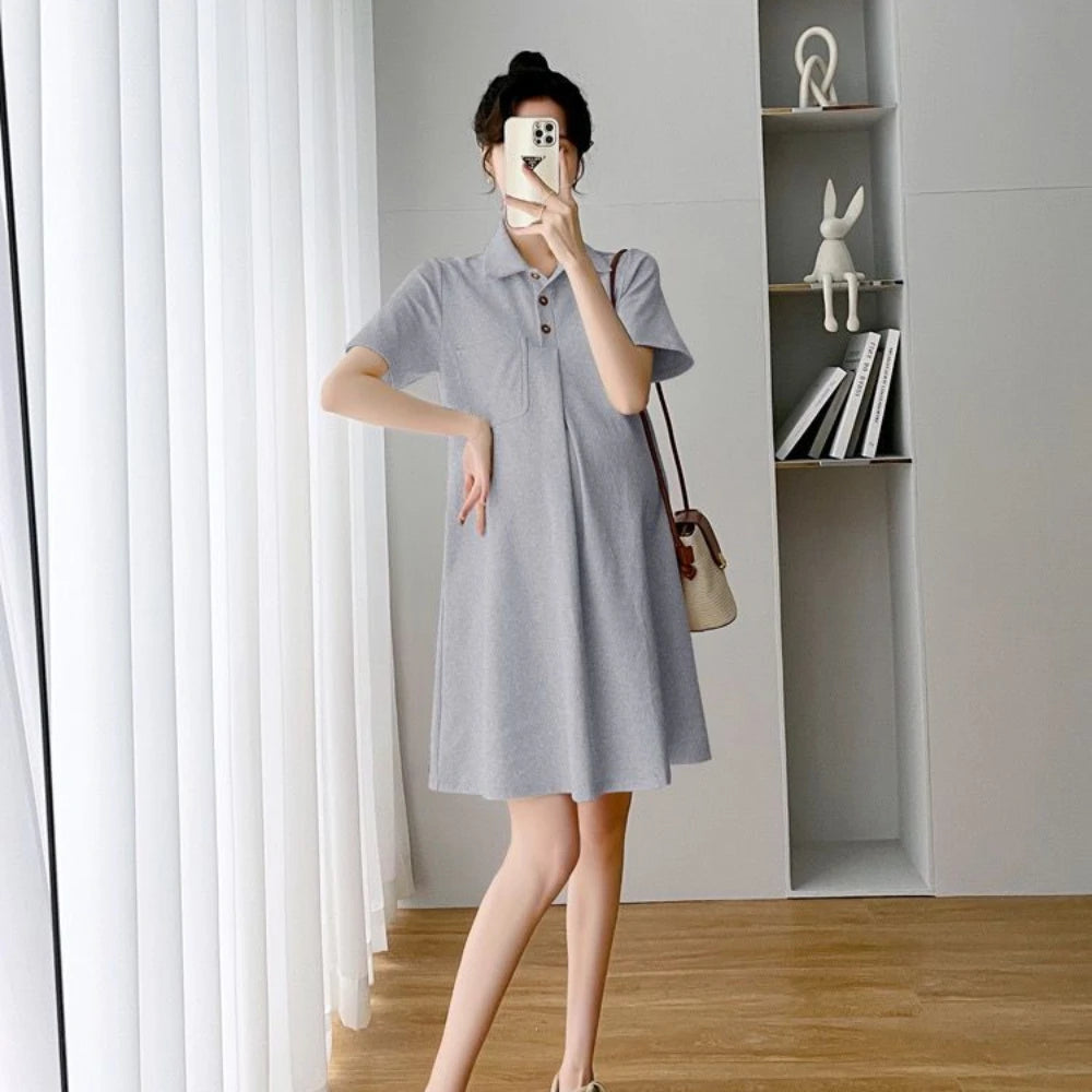 Maternity Pregnant Clothes Loose and Slimming During Pregnancy Oversized A-line Dress and Age Reducing Pregnant Woman's Dress