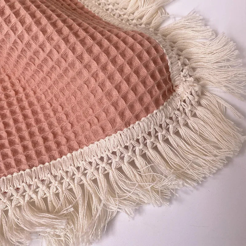 Tassel Baby Blankets Newborn Waffle Cotton Baby Swaddle Blanket New Born Stroller Blanket Bedding Items Infant Nap Bed Cover