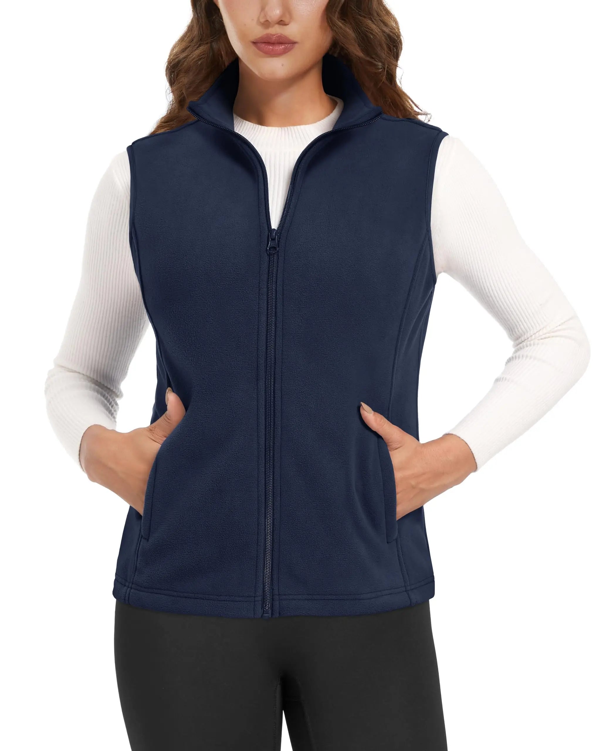 TACVASEN Autumn Winter Soft Warm Vest Womens Fashion Fleece Sleeveless Jacket Lightweight Outdoor Casual Zipper Front Waistcoat