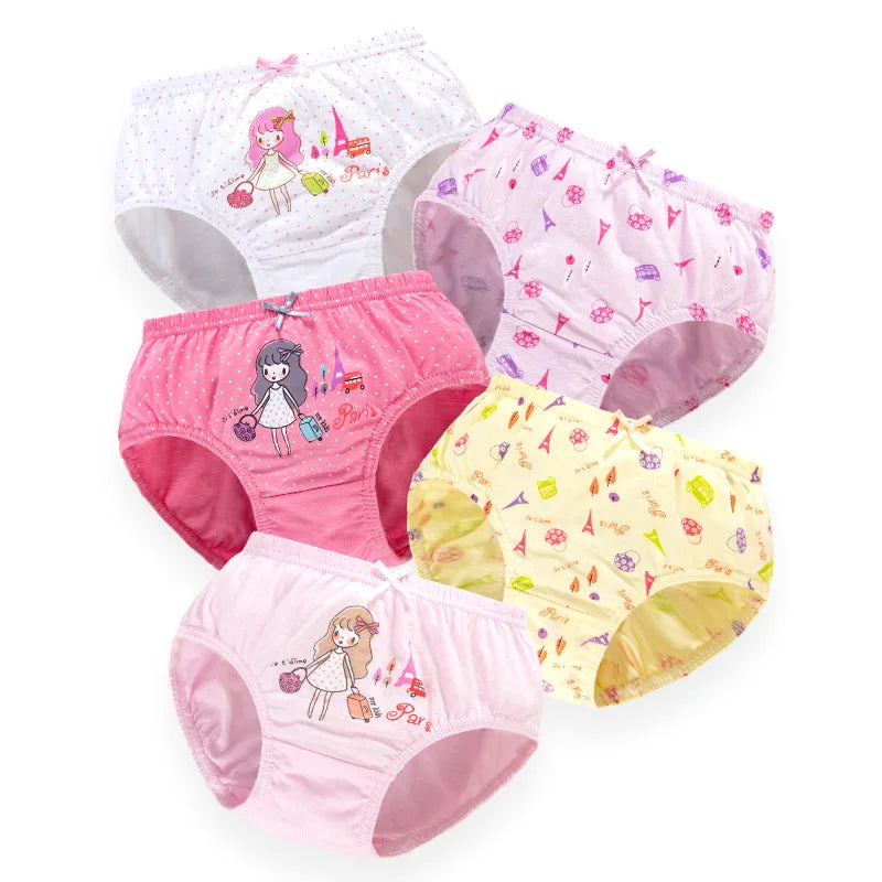5 Pieces/Set Princess Cartoon Kids Panties For Girls Queen Elsa Patterns Girls Briefs Pure Cotton Children Underwear Soft Panty