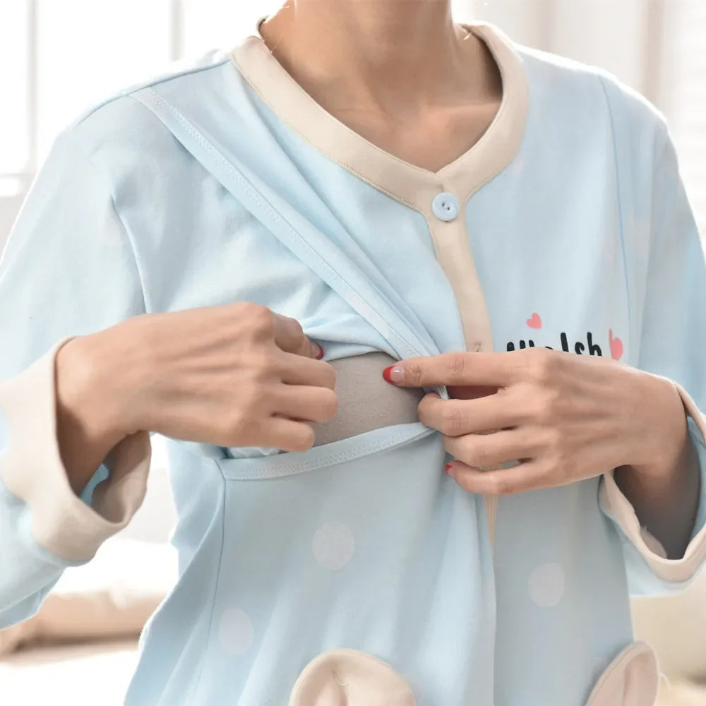 Breastfeeding Pajamas Breast Feeding Nightwear Maternity Nursing Pajama Sets Autumn Maternity Nursing Sleepwear Pregnancy Pyjama