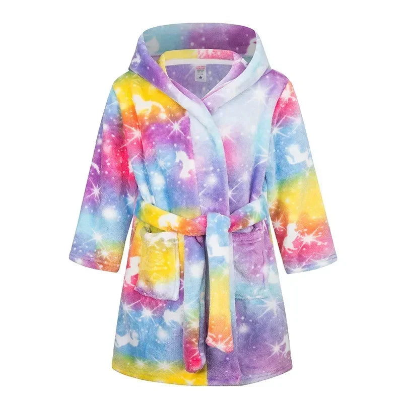 Kids Bathrobe for Girl Children Clothing Girl Flannel Bath Robe Clothes Boy Cartoon Night Robe Kids Pajamas For Girl 2-12 years