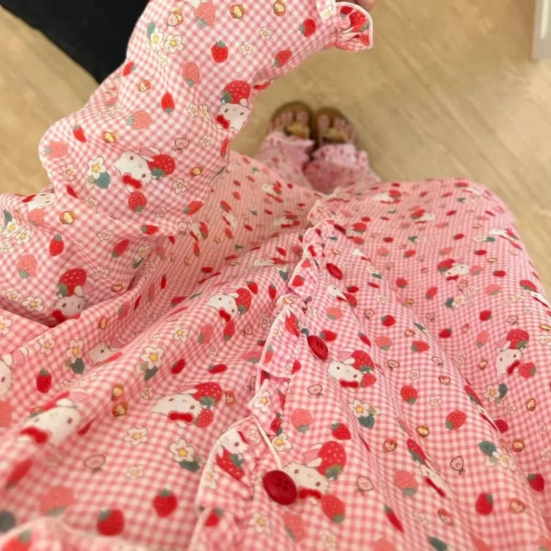 Sanrio Hello Kitty Girl Pajamas Sets Kawaii Women Cartoon Spring Autumn New Long Sleeves Trousers 2Pcs Leisure Home Clothing Hot