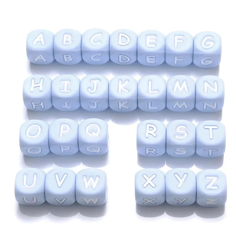 26Pcs Silicone English Letter Beads 12mm Alphabet Silicone Chewing Bead for Pacifier Clip Chain Teether Accessories BPA Free