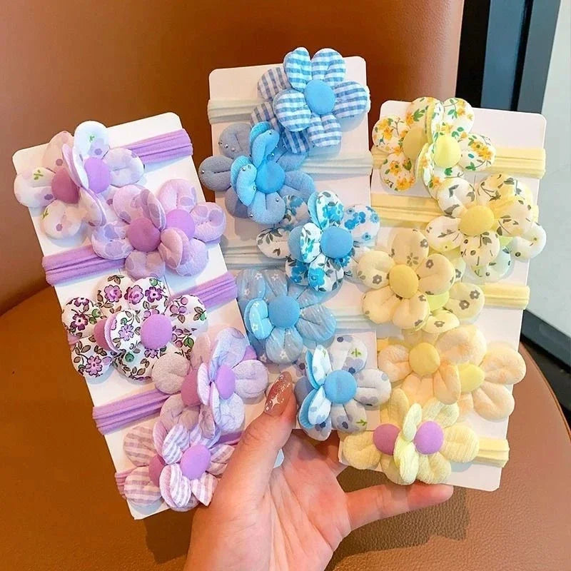 5Pcs/Lot Sweet Flower Hair Ties Fashion Elastic Children Hairband Hair Ropes Hair Accessories Scrunchies Gifts Daily Wear