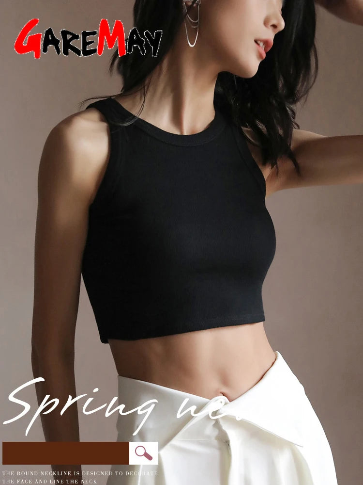 Knit White Crop Top Women Sleeveless Sexy Outfits Solid O Neck Tight Stretch  Basic Summer Tank Top Women 2025 Streetwear
