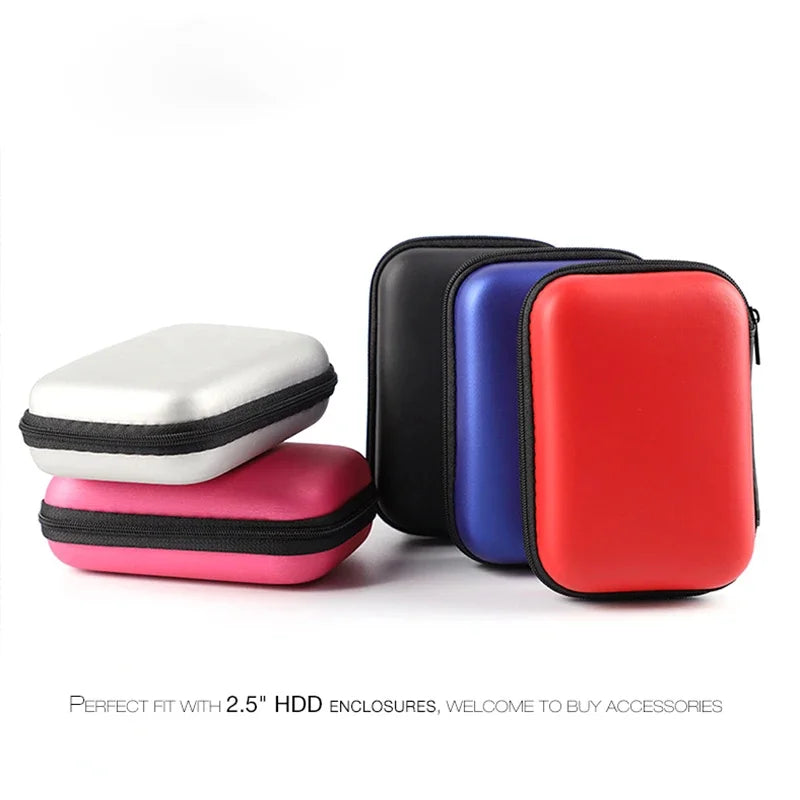 EVA Hard Drive Case Portable Shockproof Storage Bag for 2.5” External HDD SSD USB Data Cable Bluetooth Earphone Organizer Zipper