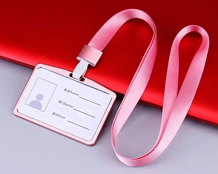 1 Pcs Aluminum Alloy Card Cover Case Bank Business Work Card Holder with ABS Retractable Badge Reel Credit ID Card Badge Bag