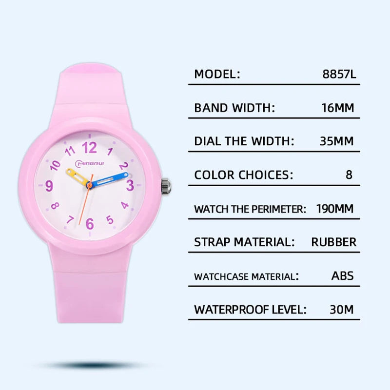 3-12-year-old Watches Primary Secondary School Students Simple Digital Waterproof Boys Girls Children Fashion Quartz Clock Watch