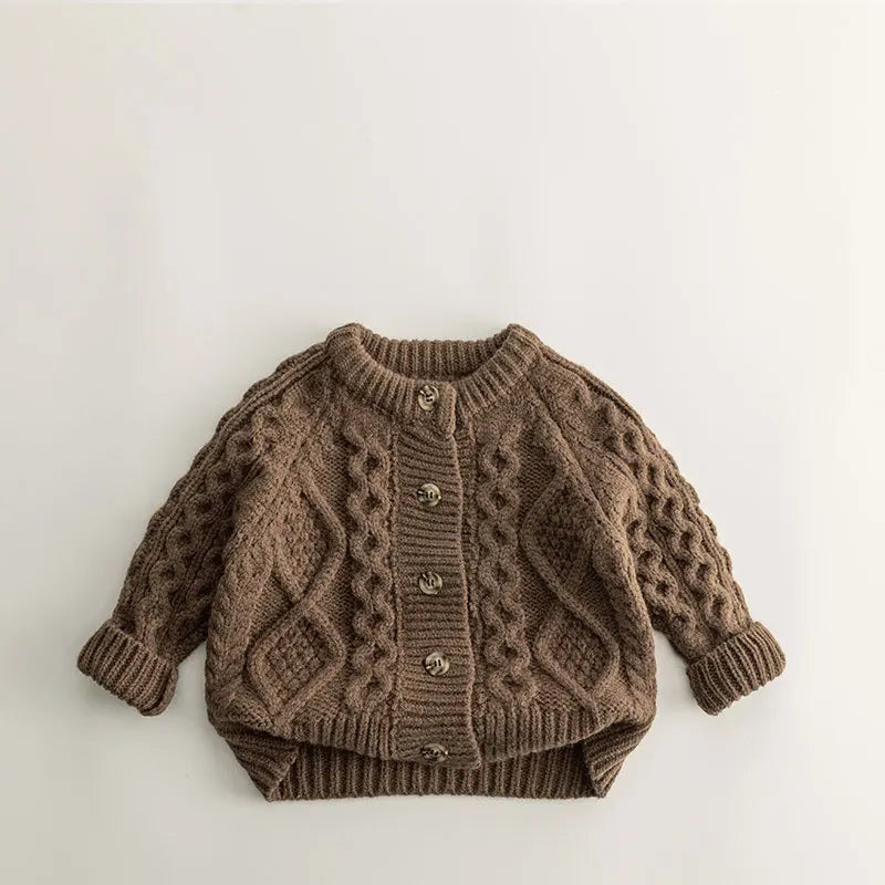 The new 0-6-year-old Korean version of children's clothing sweater knit cardigan girl long-sleeved warmth and thick warm jacket
