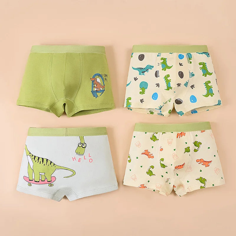 1/4/8 Pcs Boys Boxer Briefs Kids Cotton Underwear Breathable Baby Underpants Teenager Cartoon Print Children Panties 2025 New