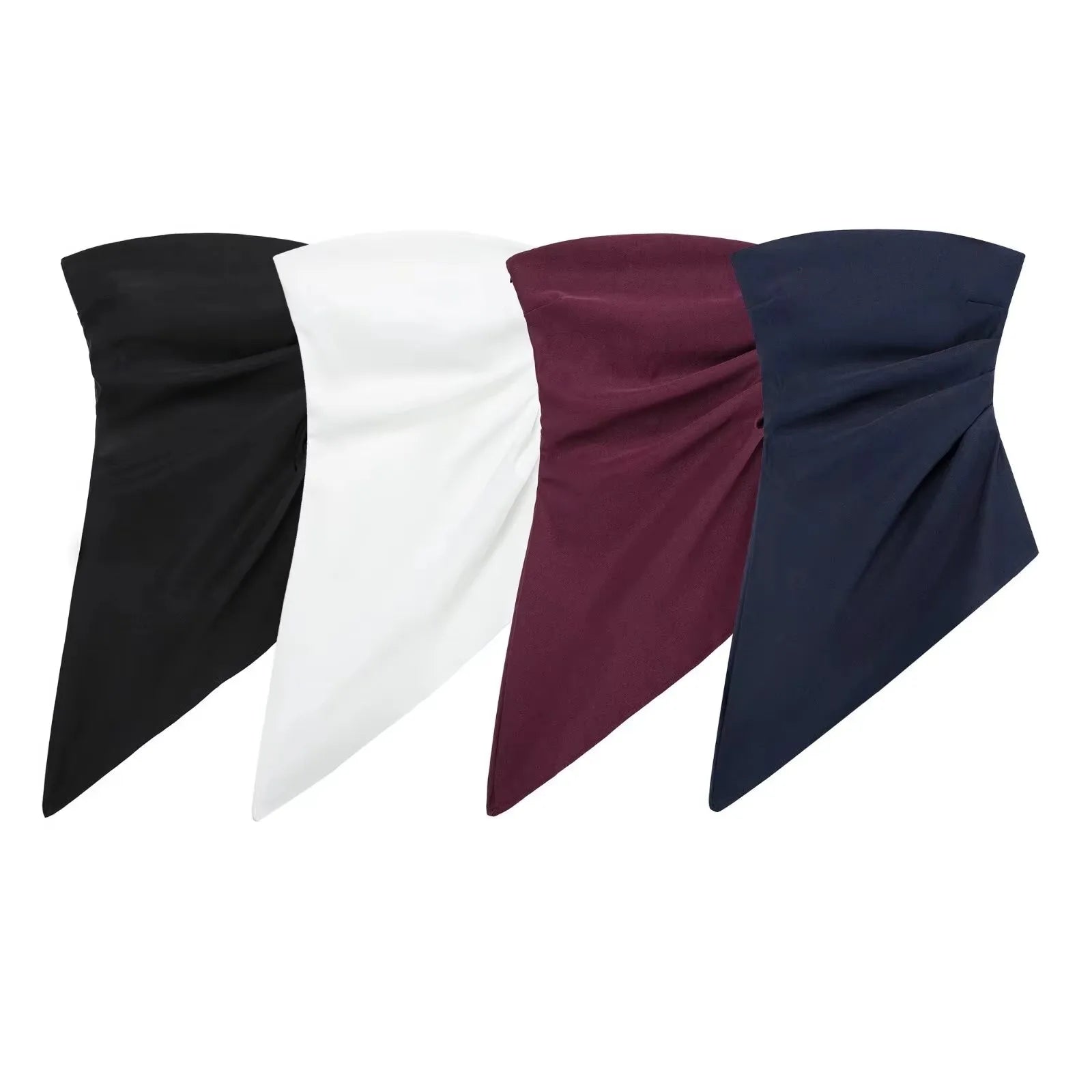 HH Women's Vintage Solid Strapless Asymmetrical Hem Tank Tops Summer Sexy Off-Shoulder Lady High Street Fashion Chic Tops