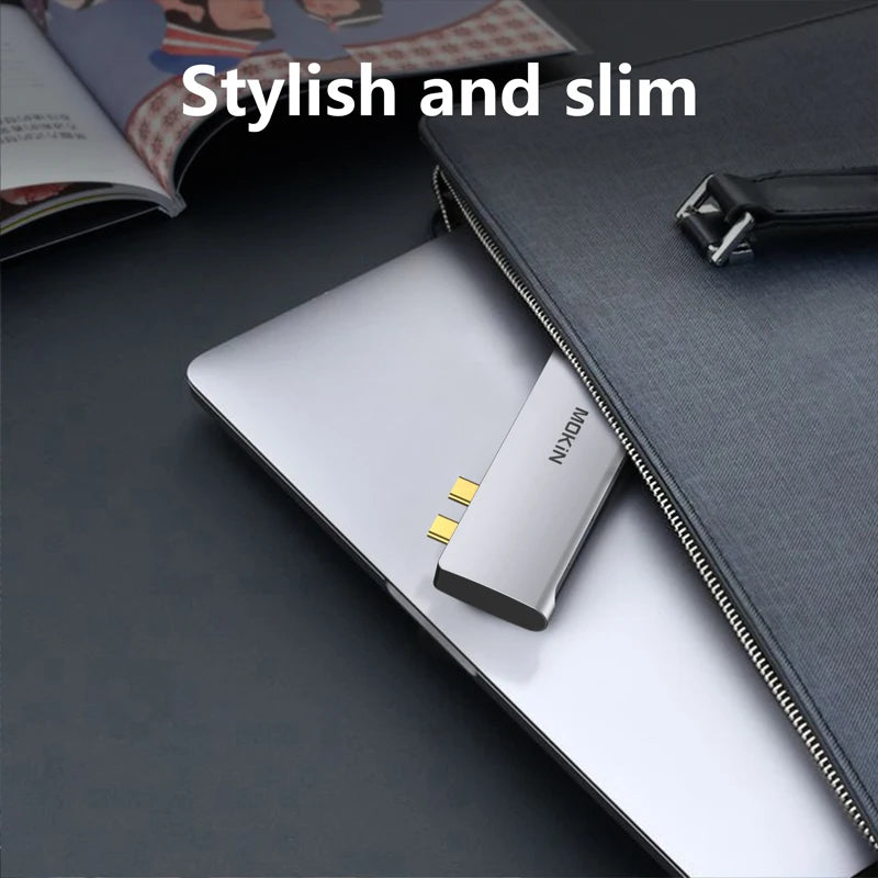 MOKiN 5 IN 2 USB 3.0 Hub 4 Ports TB3 USB HUB for Mouse, Keyboard Compatible with MacBook Pro Air Laptop Desktop Splitter