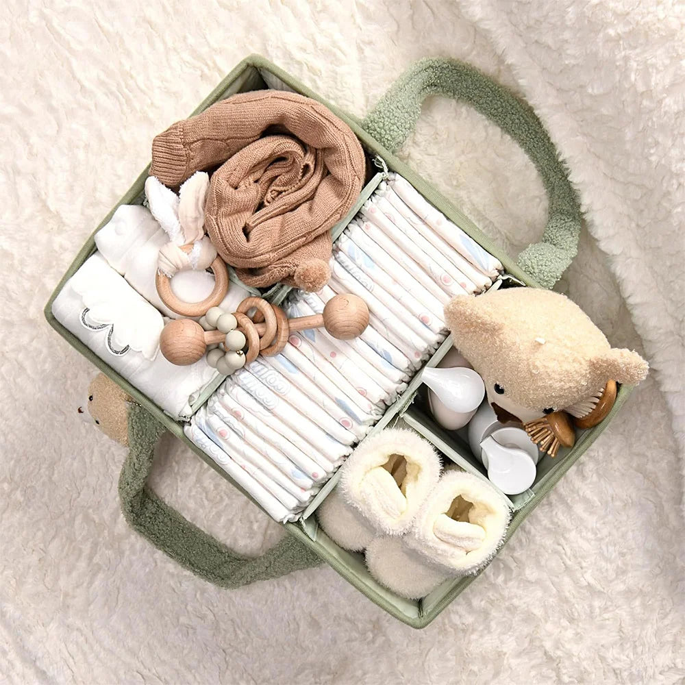 PANGDUBE Plush Baby Diaper Bag with Cute Bear Nappy Organizer Diaper Caddy Diaper Stackers & Caddies Mom Bag for Baby Things