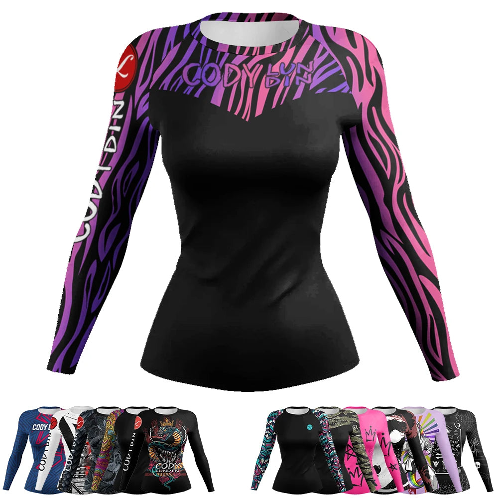 Slim Fit Tranining Women's Rash Guard Long Sleeve UV Protection Tight Fit Yoga Running Gym Fitness Sportswear Quick Dry Tops