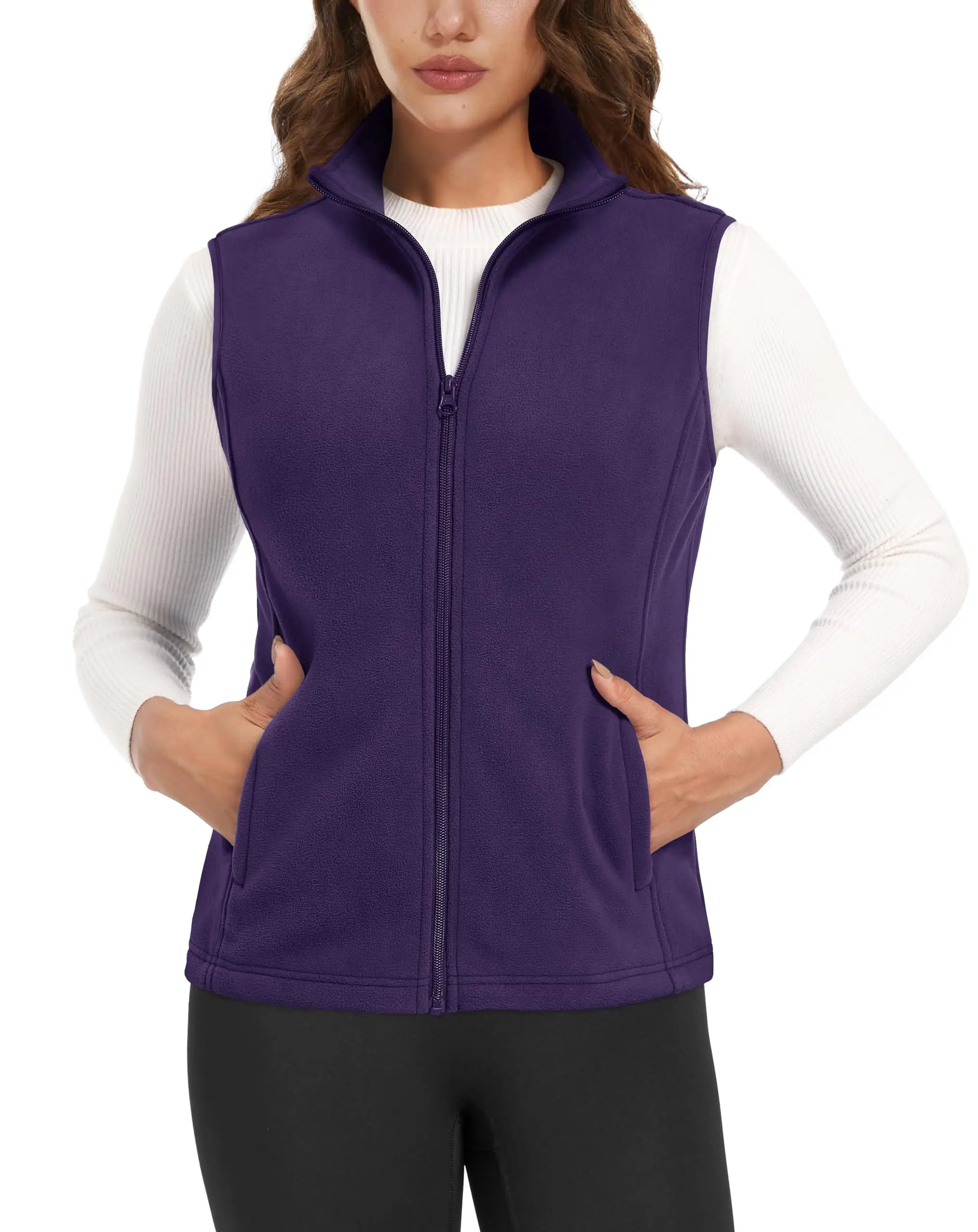 TACVASEN Autumn Winter Soft Warm Vest Womens Fashion Fleece Sleeveless Jacket Lightweight Outdoor Casual Zipper Front Waistcoat