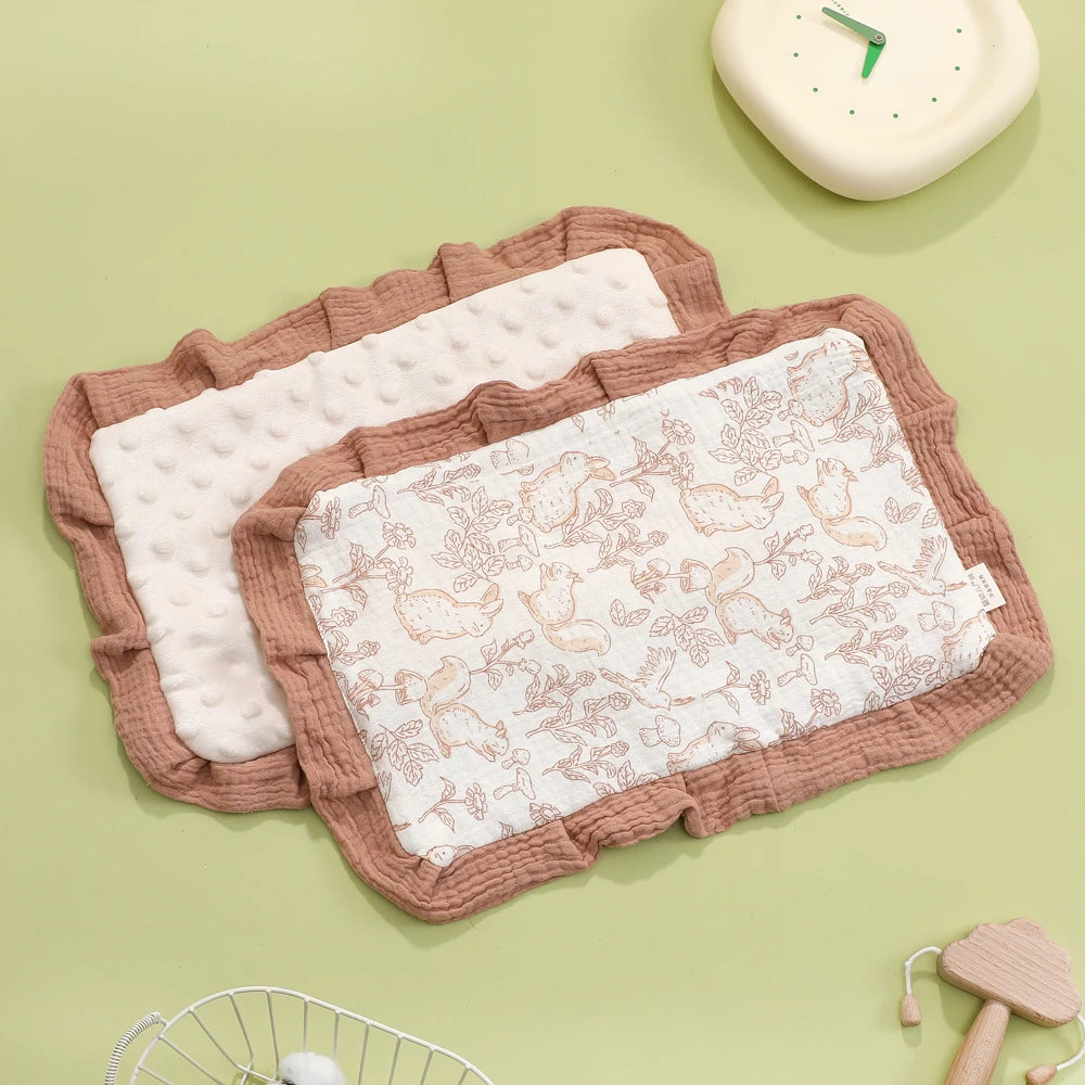 Newborn Baby Flat Pillow Cartoon Printed Baby Pillow Cotton New Born Cloud Pillow Four Seasons Universal Pillow Cushion