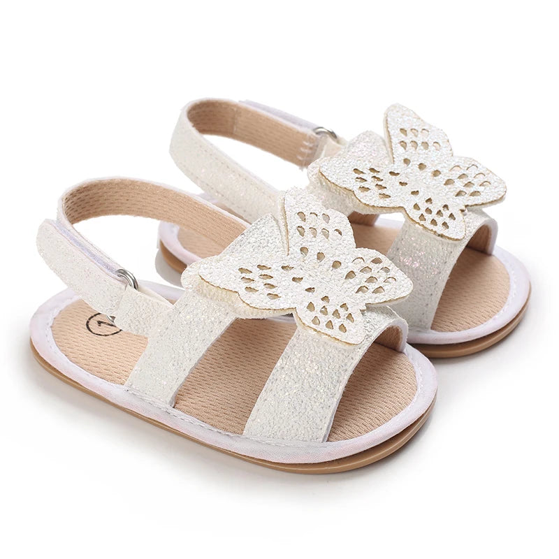 White Cute 0-18M Baby Cute Open toed Bow Summer Sandals Princess Casual Soft Rubber Bottom Non slip Sandals