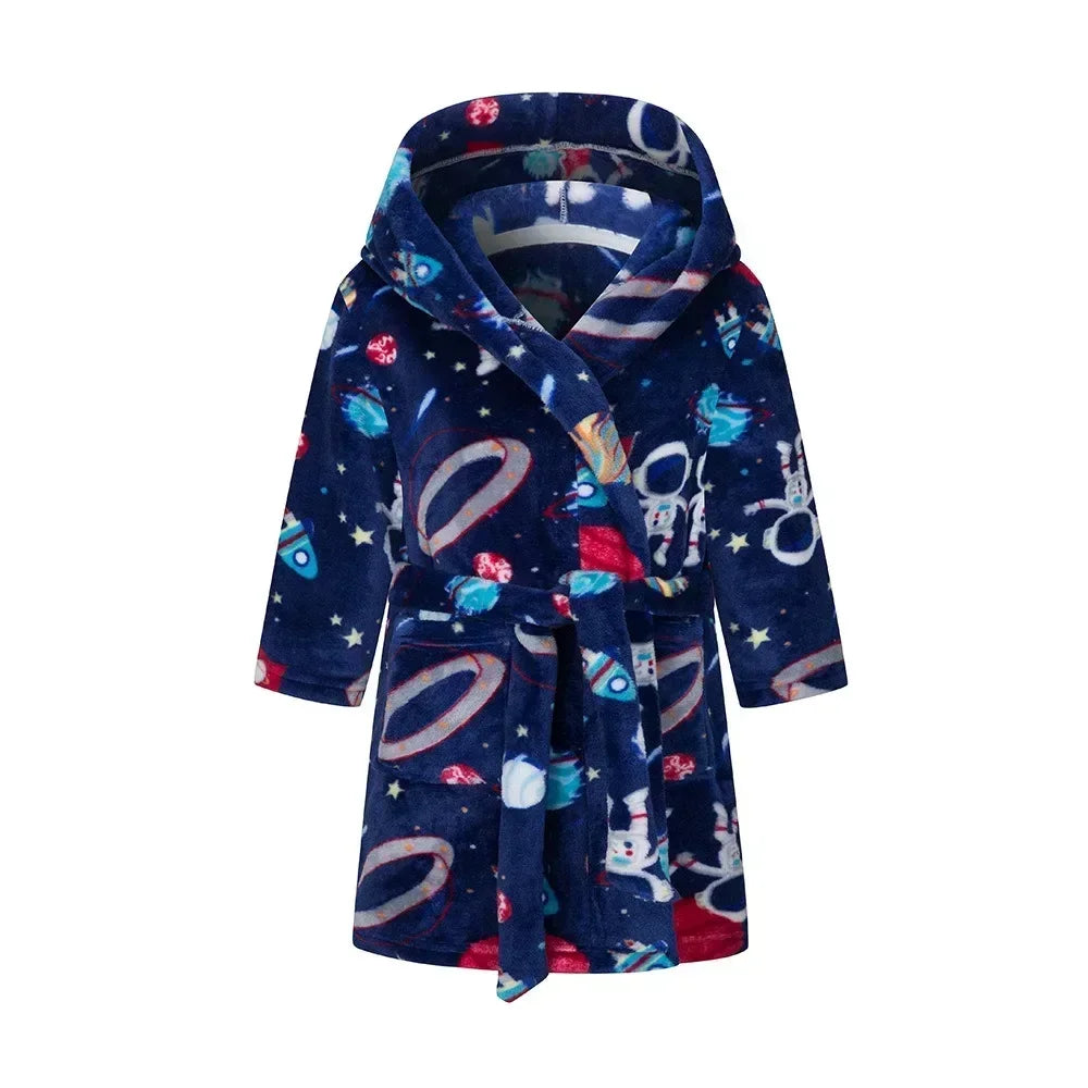 Kids Bathrobe for Girl Children Clothing Girl Flannel Bath Robe Clothes Boy Cartoon Night Robe Kids Pajamas For Girl 2-12 years