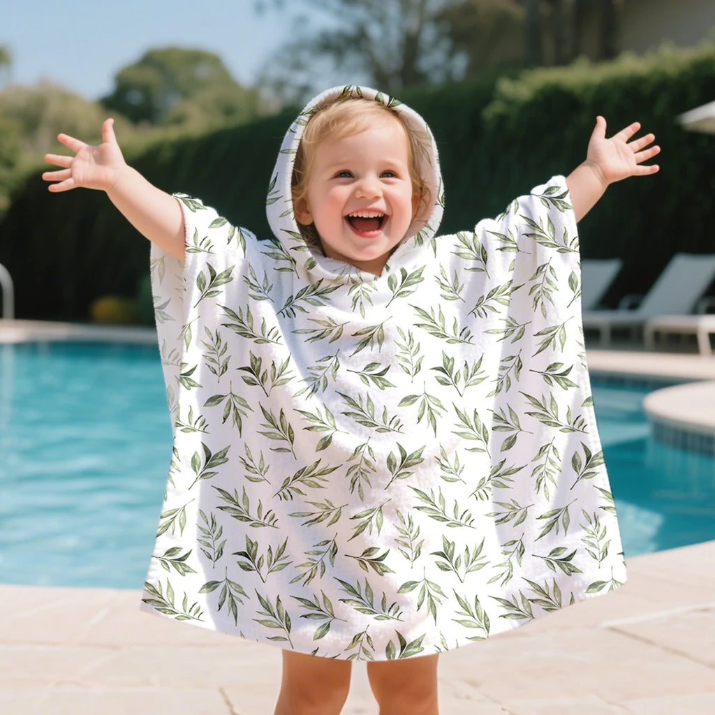 Kangobaby Hooded bathrobe, children's soft plush warm printed bathrobe pajamas, suitable for children aged 1-5 years old