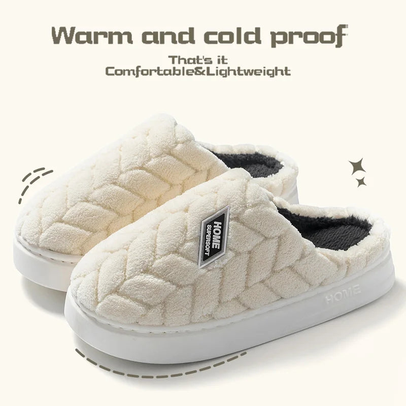 Cotton slippers men's winter new couple indoor home warm and non slip plush bag with cotton shoes women's added velvet