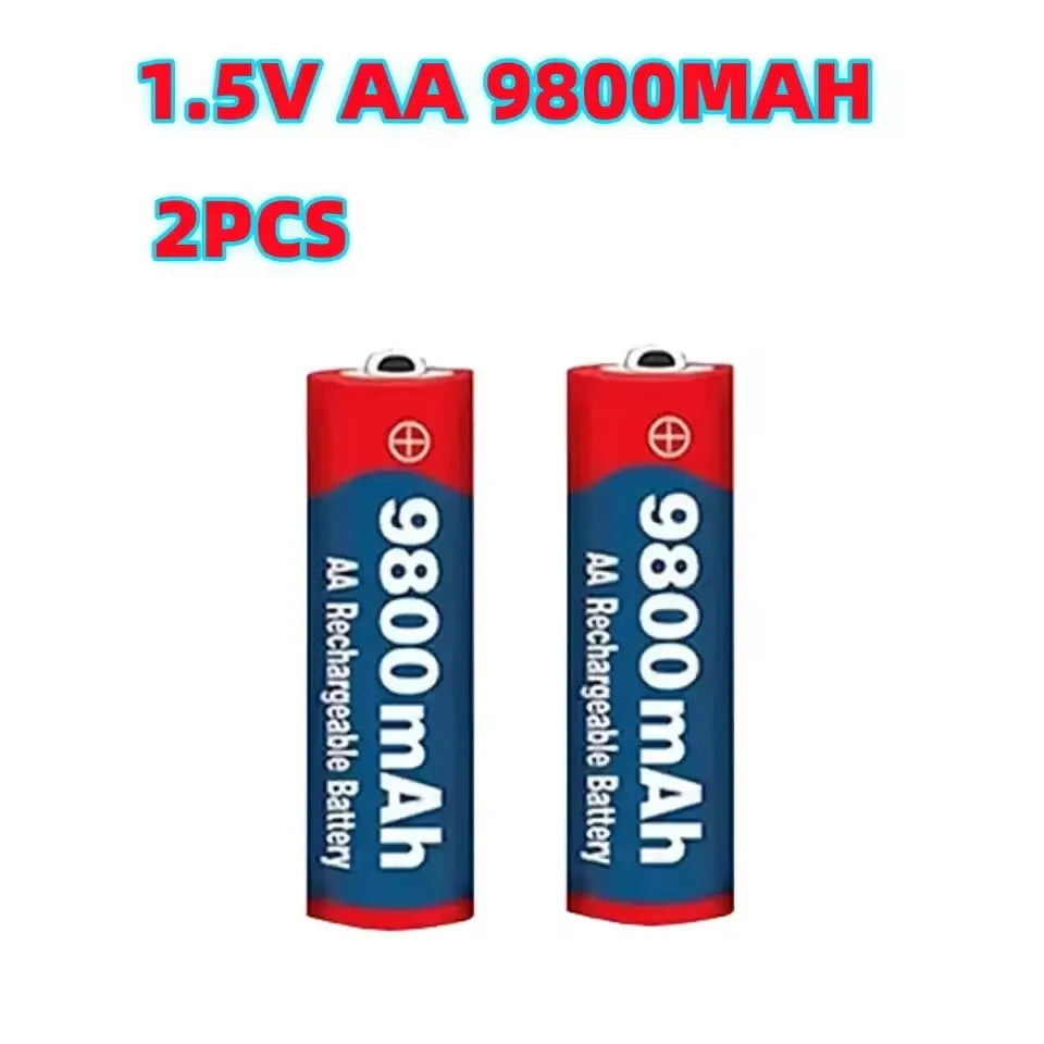 1.5V AA 9800mAh Rechargeable battery 100% original high-quality AA for LED lights, toy cameras, microphone battery