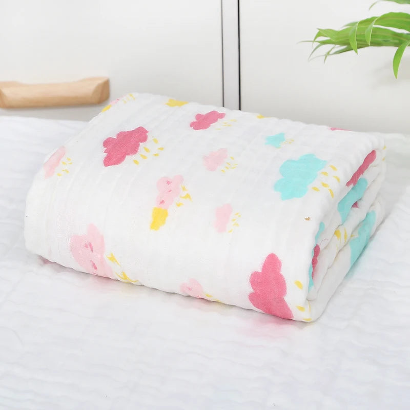 6 Layers Muslin Swaddle Baby Blankets Newborn Cotton Baby Blanket Bath Quilt Solid Newborn Swaddle Baby Boy Girl Blanket