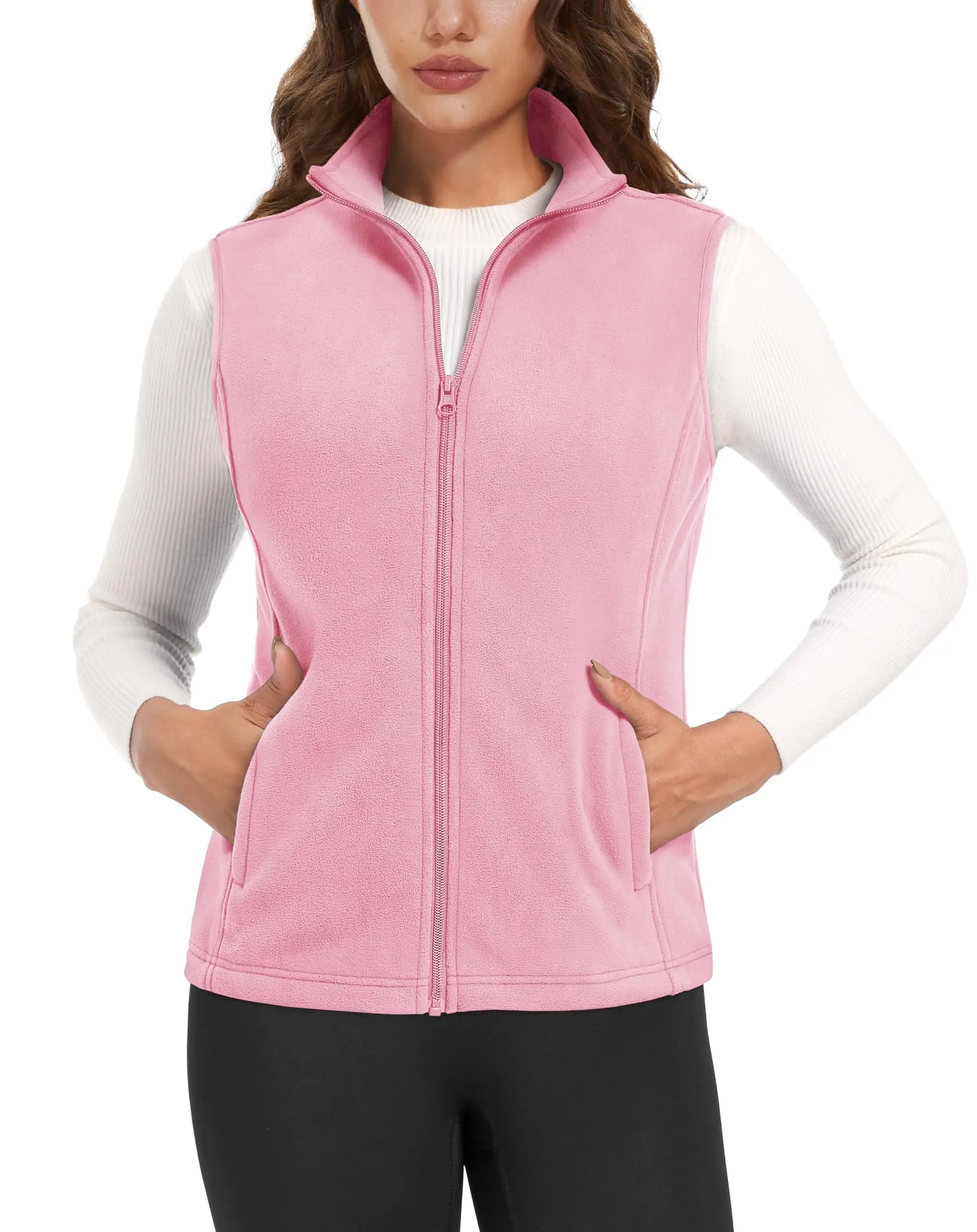 TACVASEN Autumn Winter Soft Warm Vest Womens Fashion Fleece Sleeveless Jacket Lightweight Outdoor Casual Zipper Front Waistcoat