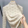 Thickened Half High Collar Fleece Lined Lace Base Shirt Women's High End Inner Wear Autumn Winter New Style Fashionable Top