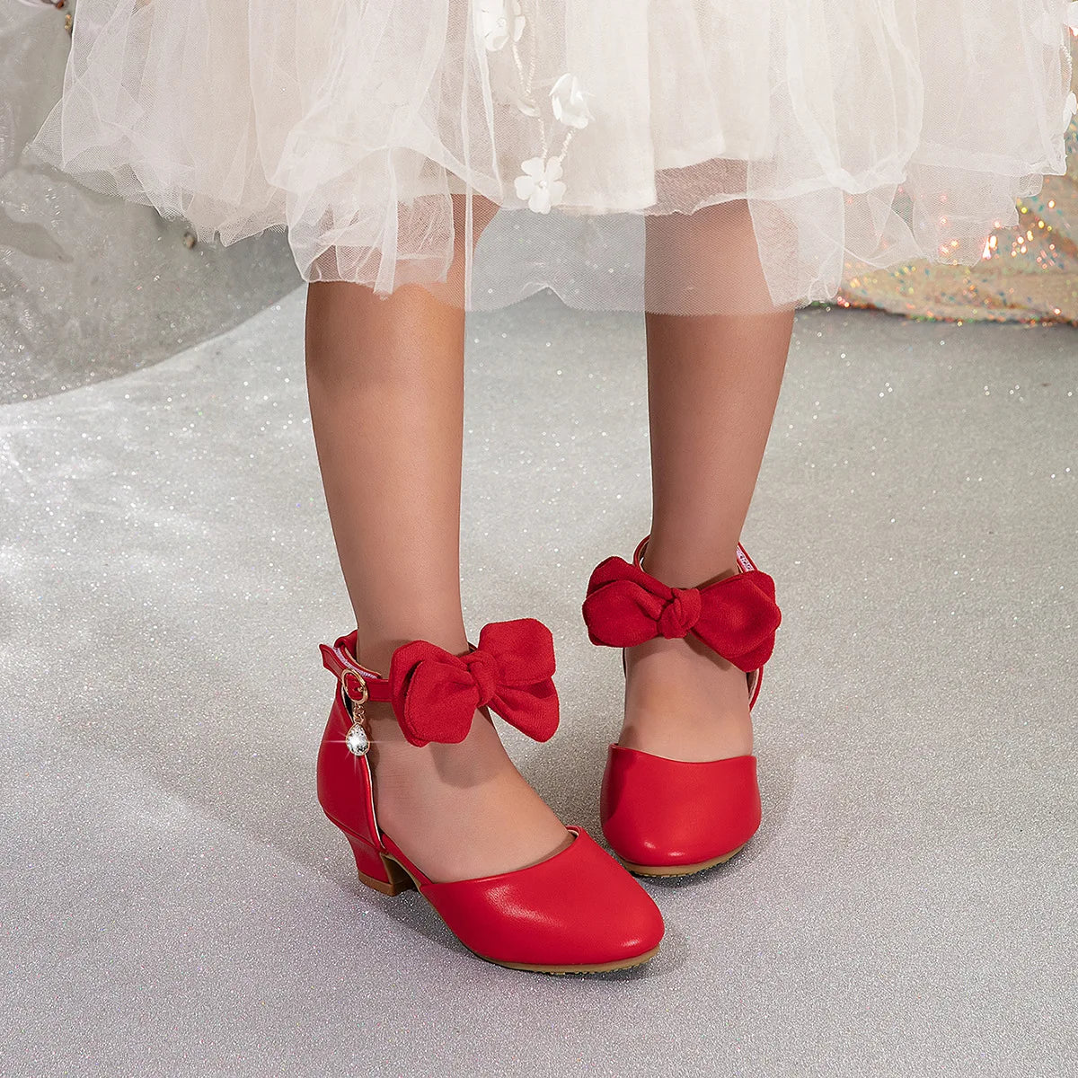 New Children High Heels Ankle-strap Bowknot Girl Princess Dress Sandals Sweet Wedding Party Versatile Kids Fashion Catwalk Shoes