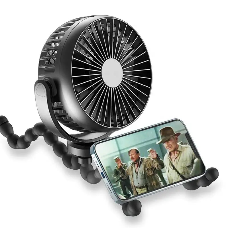 Multi Function Baby Stroller Fan Outdoor Flexible Tripod Clip Fan Usb Rechargeable Mini Portable Octopus Fan For Car Seat Crib