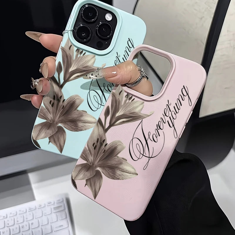 Ink-style Lily Pattern Phone Case For iPhone 17 Pro Max 16 15 14 13 12 11 XS Max X XR 7 8 Plus 16E 17 Air Shockproof Soft Cover