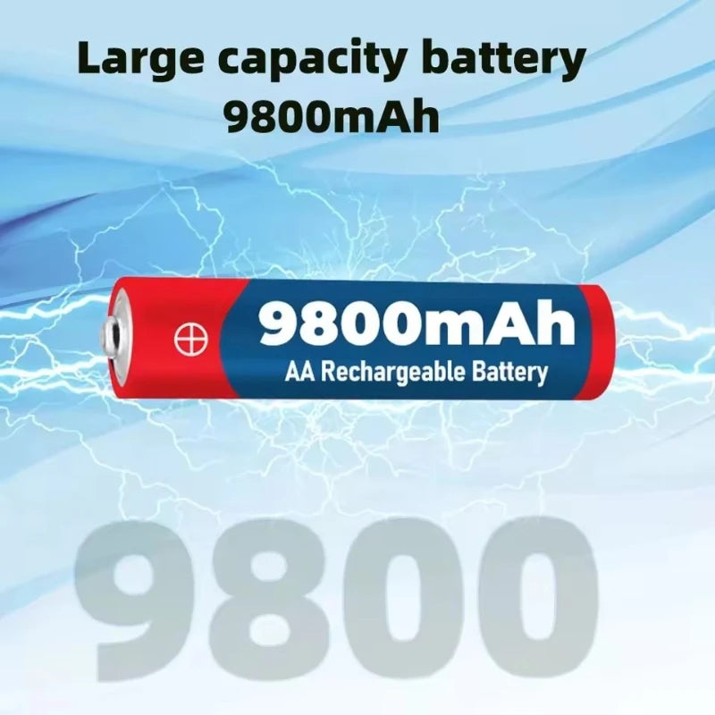 1.5V AA 9800mAh Rechargeable battery 100% original high-quality AA for LED lights, toy cameras, microphone battery