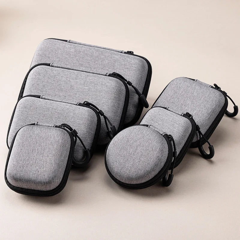 Portable Charger Case Earphone Storage Carrying Pouch Waterproof for Electronic Accessories Travel Organizer Earbuds Keychain